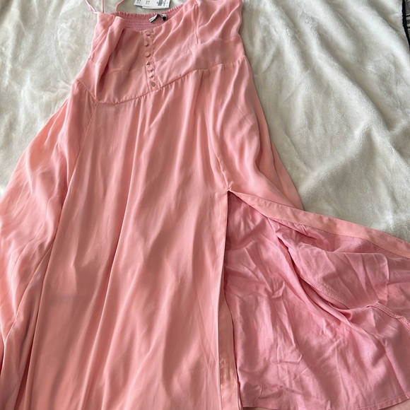 NWT-Abercrombie Coral Button Corset Detail Maxi W/ Tie Straps Size Large - Picture 5 of 5